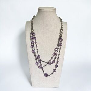 🍭5 for $20🍭 Silver Tone Purple Acrylic Beaded Necklace CC